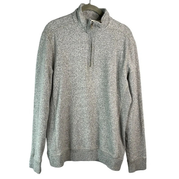 FAR WEST Mens Heather Grey Quarter Zip Sweater Jersey Knit Cabincore Gorpcore M - Picture 11 of 11